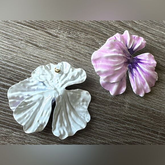 Purple flower earrings A863 - Picture 3 of 4